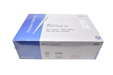 Rainin Removable cover racked tips for LTS pipettes. 480 tips in 8 racks. 2000 µL