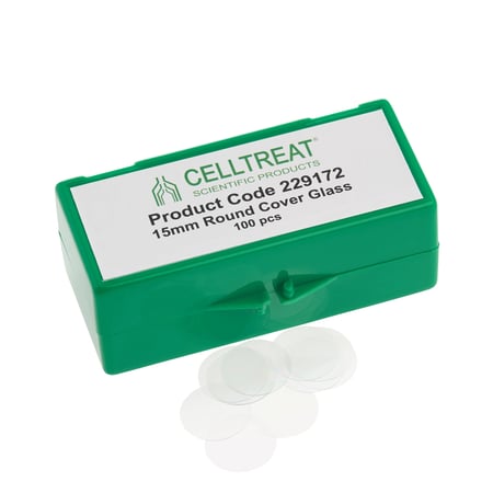 CELLTREAT - 15mm Round Cover Glass, Sterile - 229172