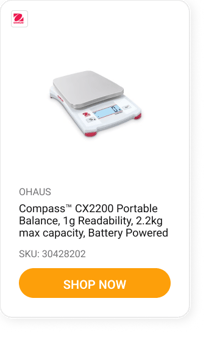 CompassTM CX2200 Portable Balance, 1g Readability, 2.2kg max capacity, Battery Powered