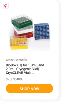 Globe Scientific BioBox 81_ for 1.0mL and 2.0mL Cryogenic Vial_ CryoCLEAR Vials_ Polycarbonate (PC)_ Holds 81 vials (9x9 format)