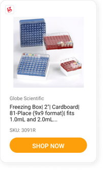 Globe Scientific Freezing Box 2_ Cardboard 81-Place (9x9 format) fits 1.0mL and 2.0mL