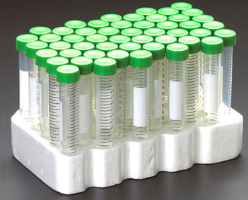 CellTreat 15mL Centrifuge Tubes come packaged in several different methods, including Styrofoam racks!