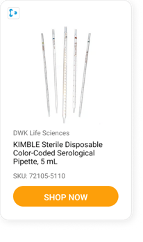 KIMBLE Sterile Disposable Color-Coded Serological Pipette, 5 mL