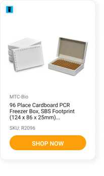 MTC-Bio 96 Place Cardboard PCR Freezer Box, SBS Footprint (124 x 86 x 25mm).