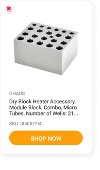 OHAUS Dry Block Heater Accessory, Module Block, Combo, Micro Tubes, Number of Wells_ 21