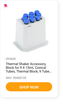 OHAUS Thermal Shaker Accessory, Block for 9 X 15mL Conical Tubes, Thermal Block, 9 Tube