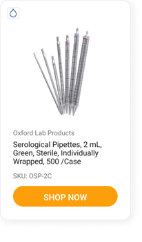 Serological Pipettes, 2 mL, Green, Sterile, Individually Wrapped