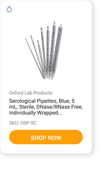 Serological Pipettes, Blue, 5 mL, Sterile, DNase RNase Free, Individually Wrapped,
