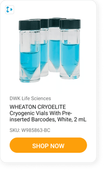 WHEATON CRYOELITE Cryogenic Vials With Pre-inserted Barcodes, White, 2 mL