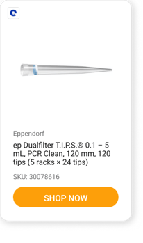 ep Dualfilter T.I.P.S.® 0.1 – 5 mL, PCR Clean, 120 mm, 120 tips (5 racks × 24 tips)