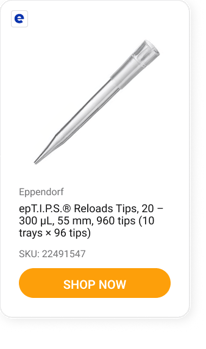 epT.I.P.S.® Reloads Tips, 20 – 300 μL, 55 mm, 960 tips (10 trays × 96 tips)