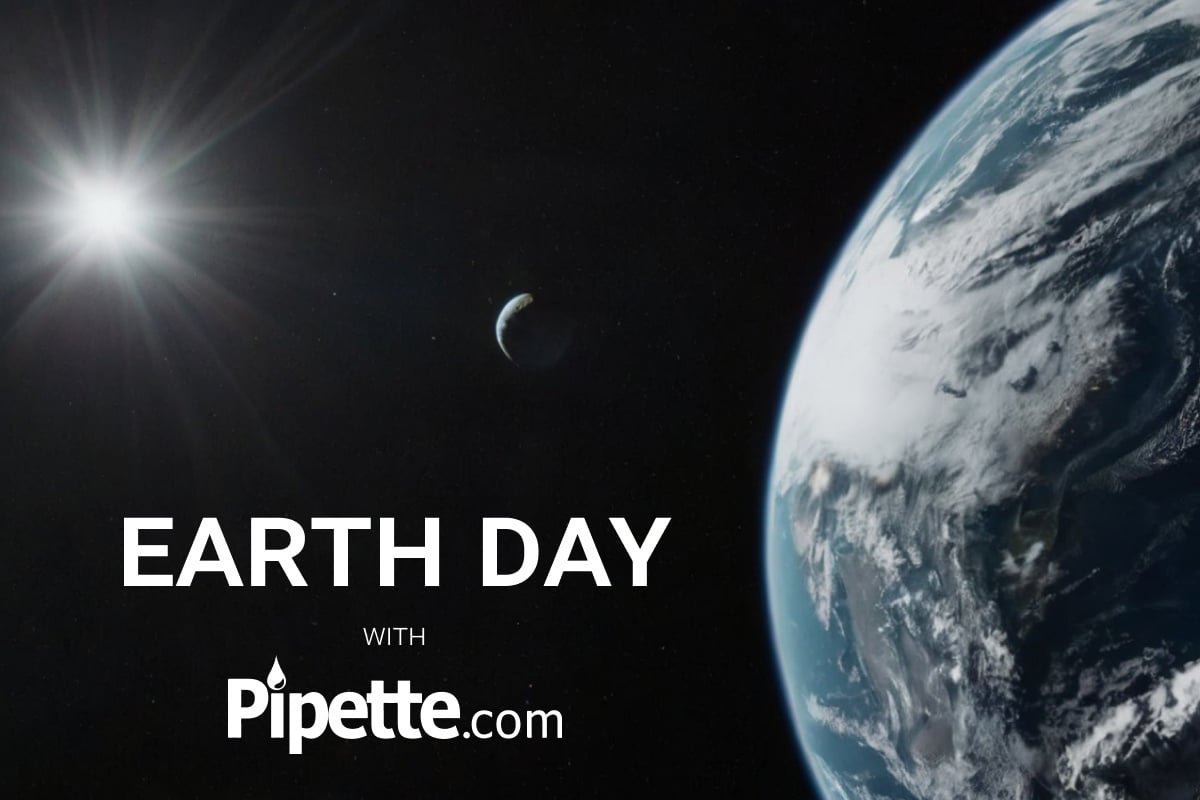 View of Earth from space promoting Earth Day with Pipette.com and sustainability in science