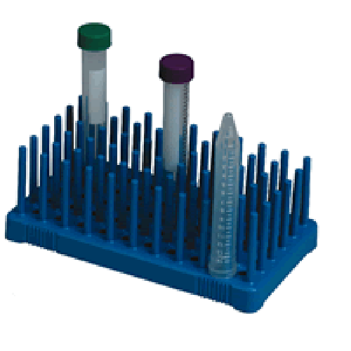 Heathrow Scientific 96 place fiber glass peg rack, 10-13 mm, blue, autoclavable, pack of 2