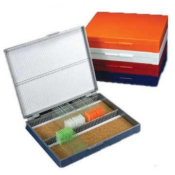Globe Scientific -cork lined microscope slide storage boxes from Globe -